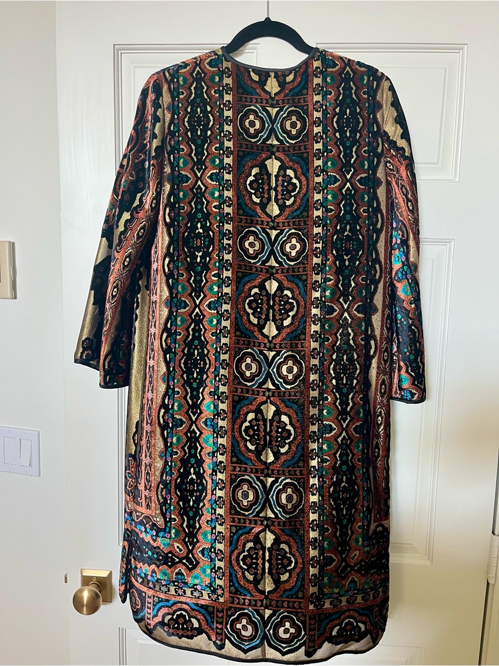NWT Luxury Italian ETRO Milano Metallic Devote Velvet Shift Dress Sz 42/US 6 - Picture 2 of 8